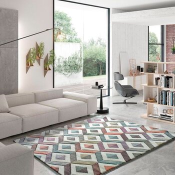 Alfombras 100% Polipropileno HEAT-SET FRISÈ Alfombra geométrica isométrica 160x230